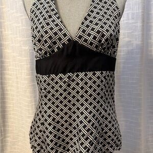 Black and White Asymmetrical Tank Top with Bustier Style